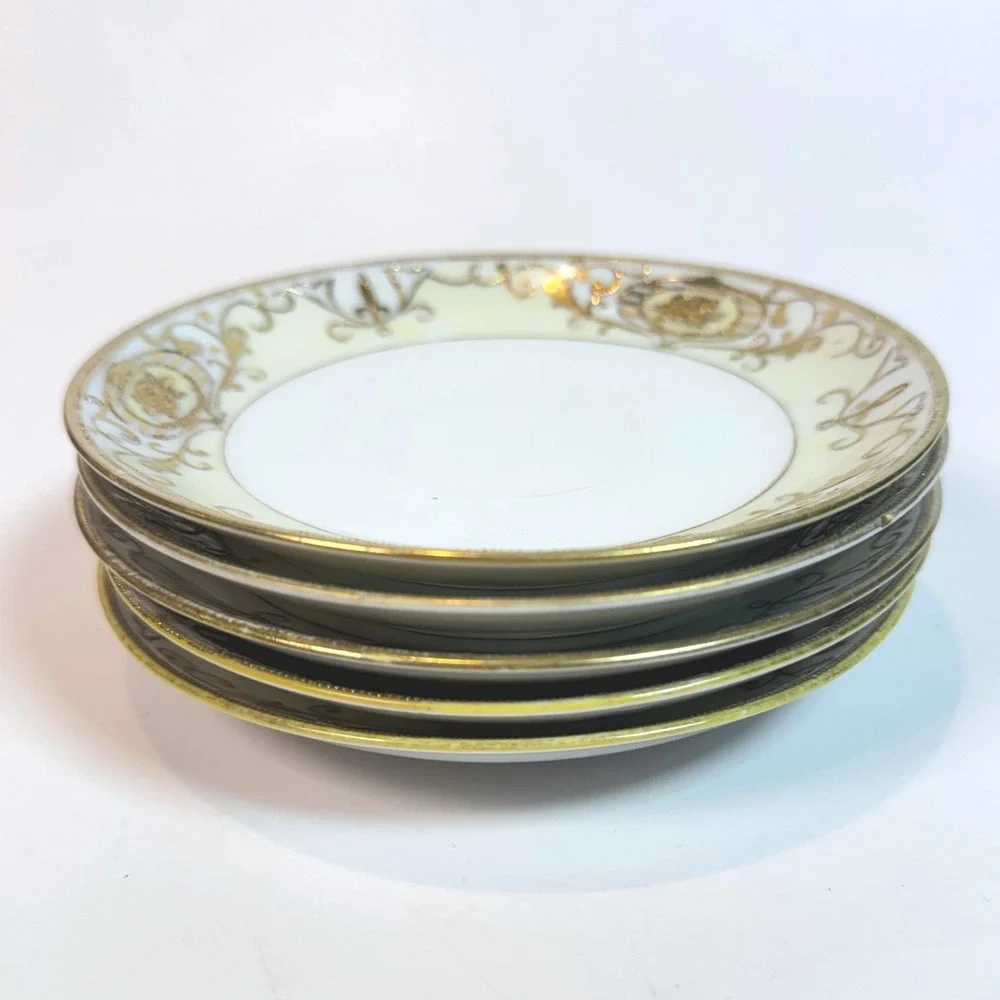 Vintage Noritake Set of 5 Gold Filigree Rose Medallion 5.5